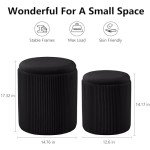 Chilihom Black Velvet Storage Ottoman Set of 2