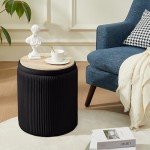 Chilihom Black Velvet Storage Ottoman Set of 2