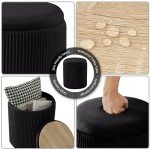 Chilihom Black Velvet Storage Ottoman Set of 2