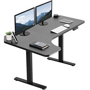 VIVO Electric L-Shaped Standing Desk with Memory Height