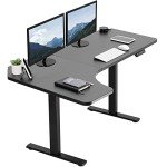 VIVO Electric L-Shaped Standing Desk with Memory Height
