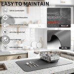 Absorbent Dish Drying Mat with Non-Slip Backing
