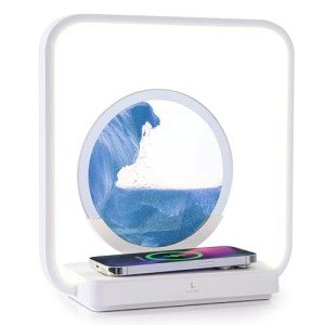 Sapphire Blue Quicksand Table Lamp with Wireless Charger