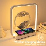 Sapphire Blue Quicksand Table Lamp with Wireless Charger