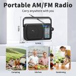 Portable Bluetooth AM/FM Radio with Headphone Jack