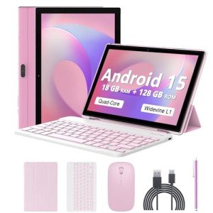 10-Inch Android 15 Tablet with Keyboard and Mouse