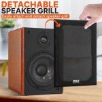 Pyle 6.5" Wooden Bookshelf Speakers with 240W Power