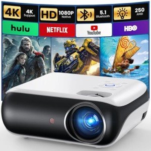 HAPPRUN 1080P Bluetooth Outdoor Movie Projector