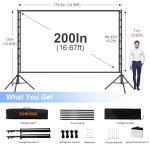 TOWOND 200 Inch Portable Outdoor Projector Screen