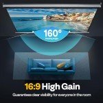 VIVOHOME 80-Inch Retractable Projector Screen