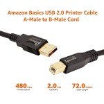 USB-A to USB-B 2.0 Cable, 6 Feet, Black