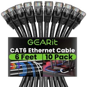 GEARit Cat 6 Ethernet Cables - 10-Pack, 6ft