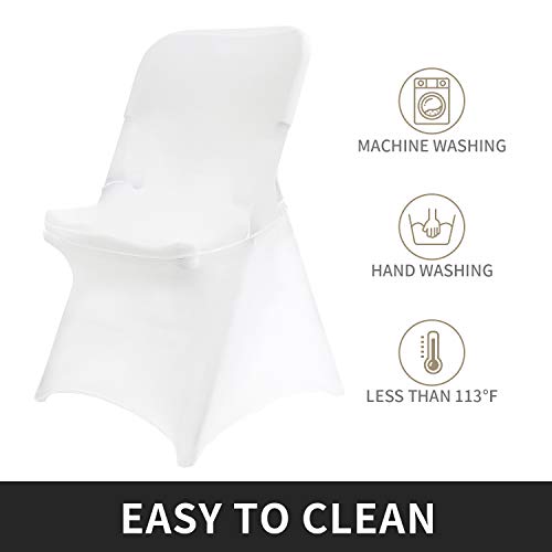 Peomeise White Spandex Chair Covers for Weddings (12pc)
