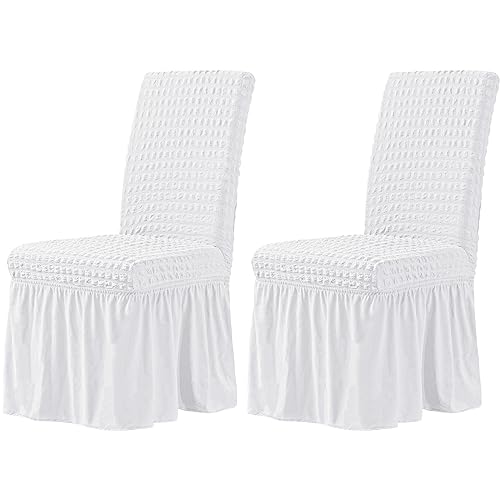 White Stretch Chair Covers for Weddings - Set of 2