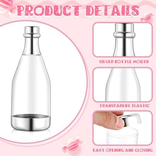 60 Pcs Silver Mini Champagne Bottle Favor Set