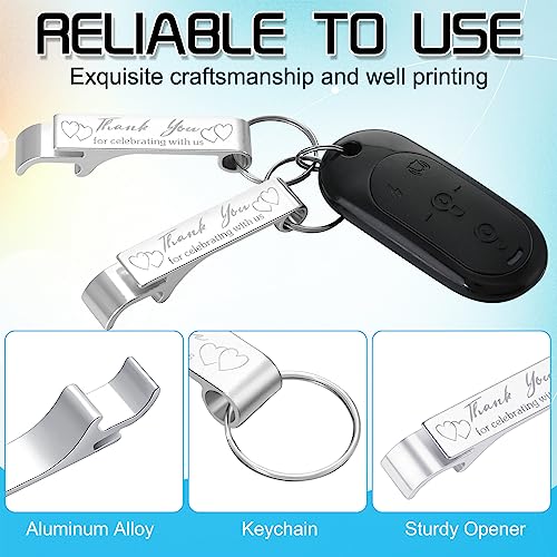 100 Pcs Engraved Keychain Bottle Openers for Weddings