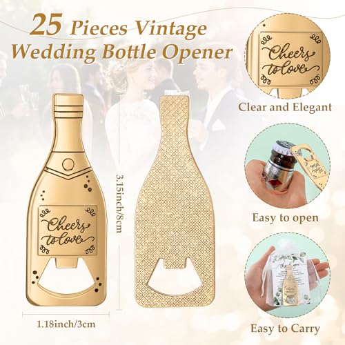 25 Sets Wedding Favor Bottle Openers with Thank You Cards