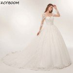 Elegant Lace Applique Ball Gown Wedding Dress 2025