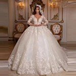 Custom Vintage Lace Princess Ball Gown Wedding Dress