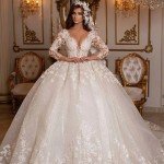 Custom Vintage Lace Princess Ball Gown Wedding Dress