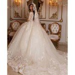 Custom Vintage Lace Princess Ball Gown Wedding Dress