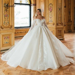 Sparkling Lace Off-Shoulder Wedding Ball Gown