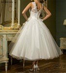 Personalized Vintage White Sleeveless Tea Length Wedding Dress