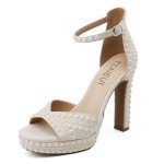 Stylish Pearl Block Heels for Brides