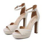 Stylish Pearl Block Heels for Brides