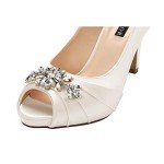 Ivory Rhinestone Peep Toe Mid Heels Size 8