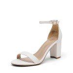 Dream Pairs Women's Low Heel White Sandals