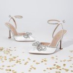 Destiny Women's Rhinestone Ankle Strap Wedding Heels