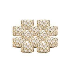 12 Gold Crystal Tea Light Holders for Weddings