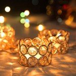 12 Gold Crystal Tea Light Holders for Weddings