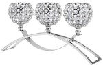 Elegant Silver Crystal 3-Arm Candle Holders