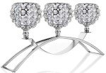 Elegant Silver Crystal 3-Arm Candle Holders