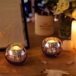 Purple Votive Candle Holders Set for Weddings
