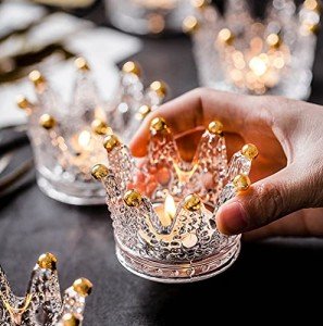 Gold Crown Glass Votive Candle Holders Set of 6
