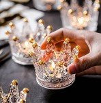 Gold Crown Glass Votive Candle Holders Set of 6