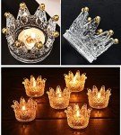Gold Crown Glass Votive Candle Holders Set of 6