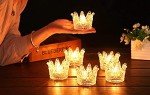 Gold Crown Glass Votive Candle Holders Set of 6