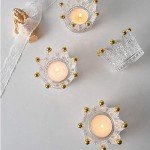 Gold Crown Glass Votive Candle Holders Set of 6