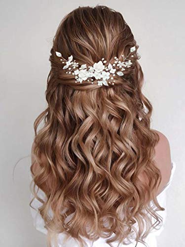 Silver Flower Wedding Hair Vine Pearl Headpiece