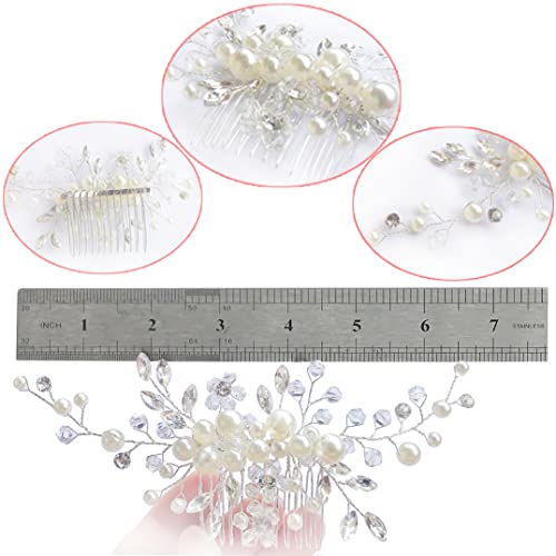 Urberry Bridal Flower Hair Clips Pearl Headpiece Wedding