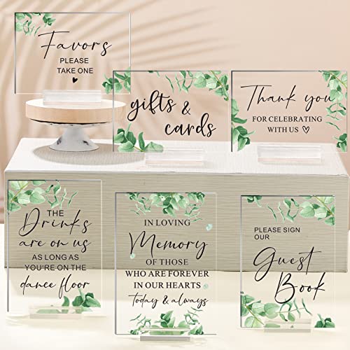 Acrylic Wedding Reception Signs Set with Rustic Holder