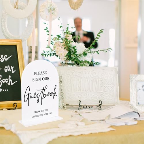 White Acrylic Wedding Signs for Ceremony and Reception