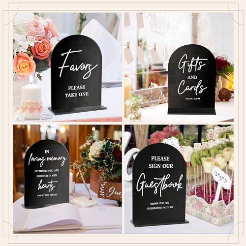 4-Piece Acrylic Wedding Signs Set - Ceremony & Reception