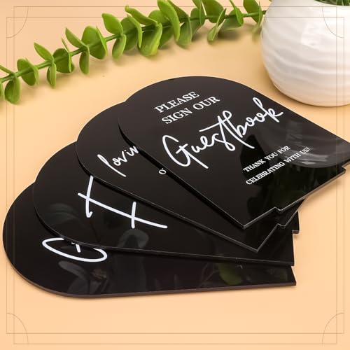 4-Piece Acrylic Wedding Signs Set - Ceremony & Reception