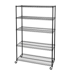 Seville Classics 5-Tier Steel Wire Shelving with Wheels