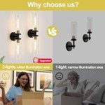 Black and Gold Glass Wall Sconces, Set of 2